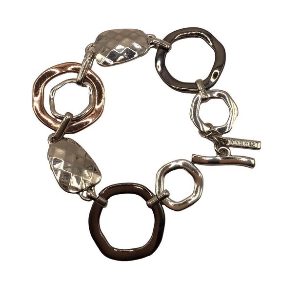 Nine West Bracelet Toggle Closure Two Tone Silver Copper Tone - Picture 1 of 2